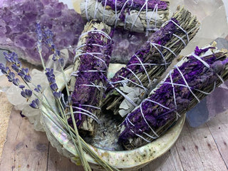 White Sage + Royal Lavender Flower Smudge Stick