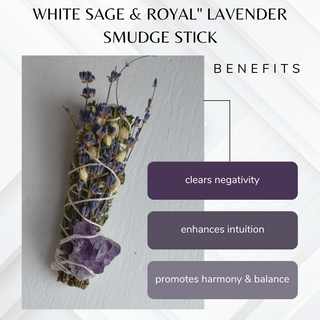 White Sage + Royal Lavender Flower Smudge Stick