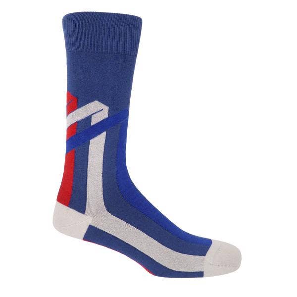 Ribbon Stripe Men's Socks - Royal Blue