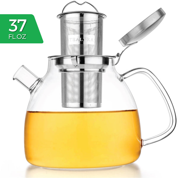 Teapot | Lyra Glass Kettle | Capacity 37 oz | Stove Top Safe
