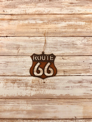 Handcrafted Rustic Route 66 Ornament
