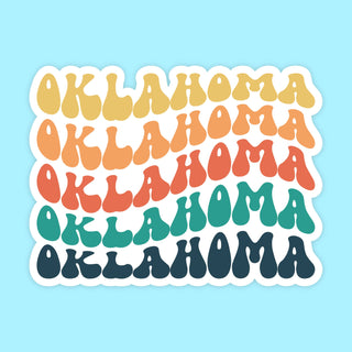 Oklahoma Retro State Name Sticker