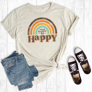 Rainbow Think Happy Cream T-shirt