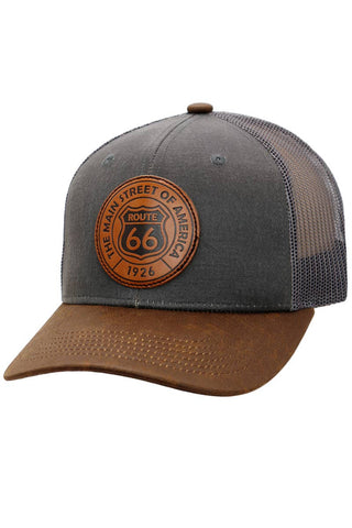 Route 66 Oiled Leather Trucker Hat