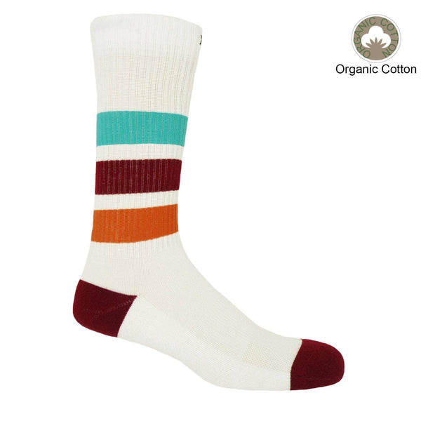Striped Organic Men's Sport Socks - White