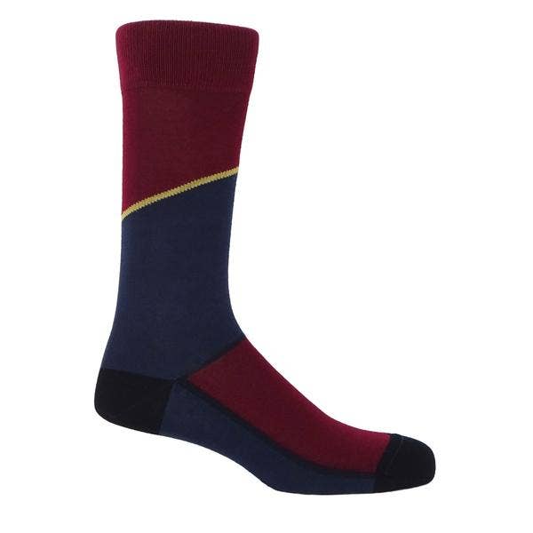Hilltop Men's Socks - Burgundy & Navy