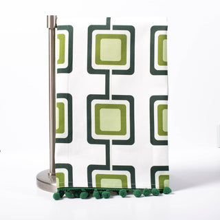 Mid Century Modern Retro Square Green Tea Towel